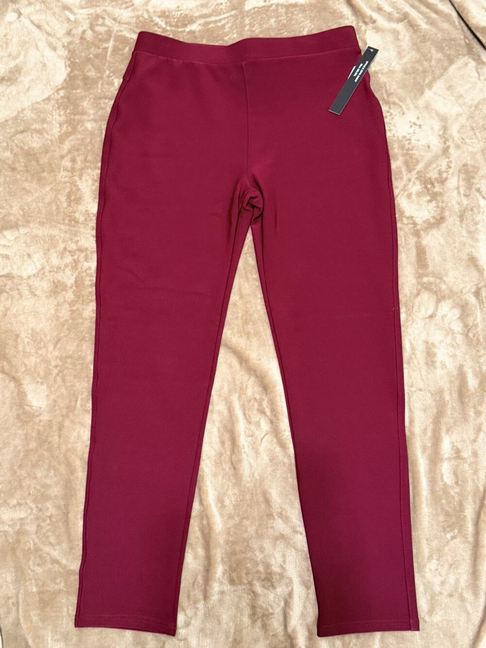 Burgundy Stretchy skinny pants plus size women. Scuba leggings. Work slack